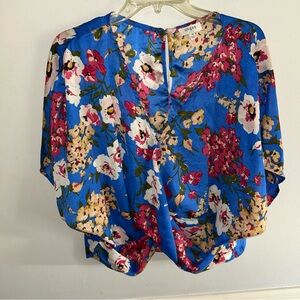 Umgee Floral Blouse in Blue and Pink